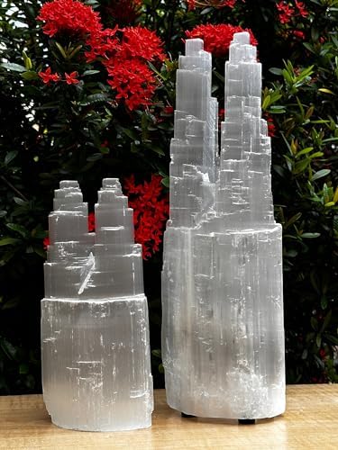 GAF TREASURES Selenite Twin Tower Lamp