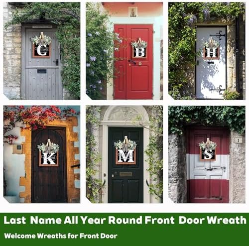Custom Last Name Welcome Door Wreath 14 Inch