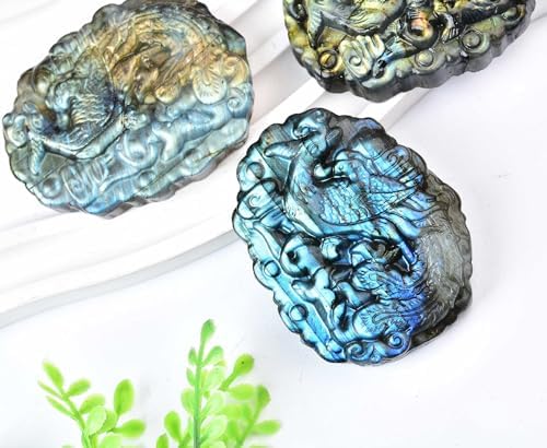 AMOYSTONE Labradorite Healing Palm Stone for Jewelry and Decoration