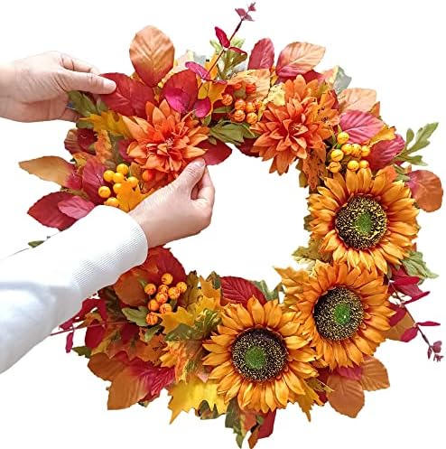 Tokcare 20 Inch Fall Wreath for Front Door