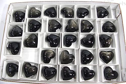 Mexican Gold Sheen Obsidian Puff Heart Stones 28 Piece
