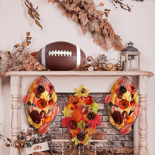 6 Pcs Fall Football Decorations 12 Inch Metal Wreath Frame for Sports Party DIY