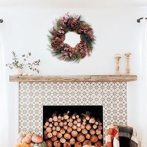 TEMPUS 20 Inch Christmas Wreath with Magnolia and Red Eucalyptus Leaves