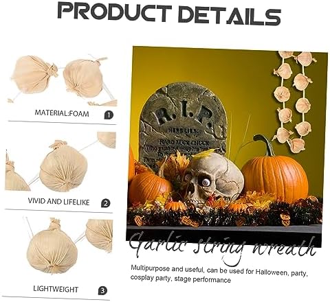 Cabilock Simulated Garlic String Wreath for Halloween Cosplay Stage Decorations