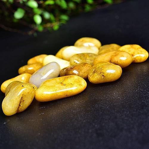 22 Pound Tumbled Yellow Jade Stones - Reiki Crystal Decor Stones for Indoor Fountain