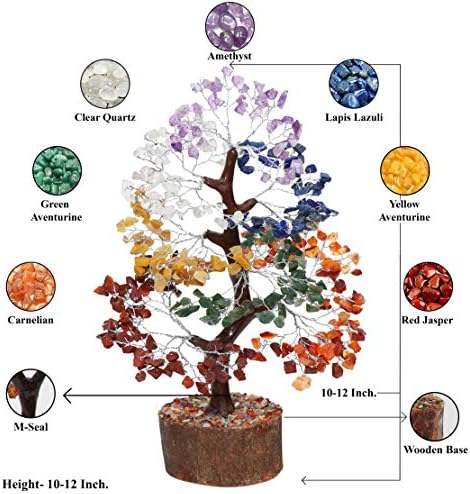 Crocon Seven Chakra Gemstone Tree Feng Shui Figurine Money Bonsai Set