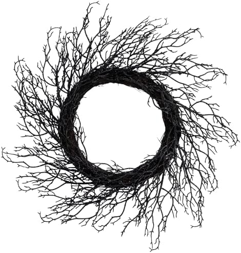 Northlight Glittered Twig Artificial Halloween Wreath - 24 Black