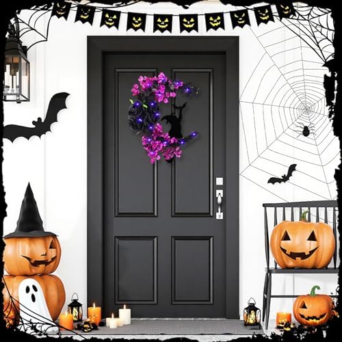 2025 Halloween Black Cat Door Wreath
