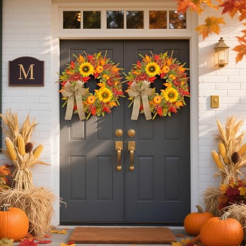 ICX 24-26 Inch Fall Wreath with Lights