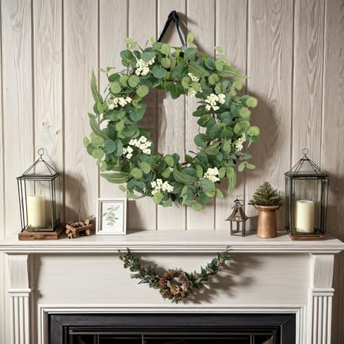 18 Inch Eucalyptus Wreath for Front Door Decor