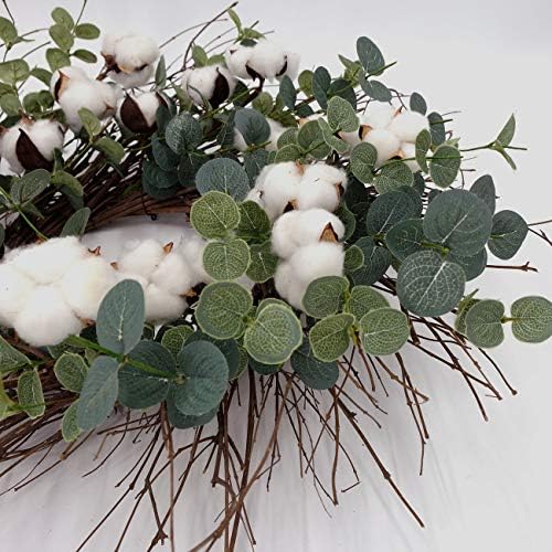 Idyllic Eucalyptus and Cotton Wreath for Front Door