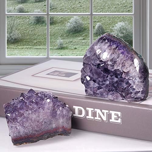 Rockcloud Natural Purple Amethyst Crystal Cluster Geode Druzy Decoration