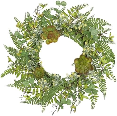 24 Inch Artificial Fern Wreath for Front Door