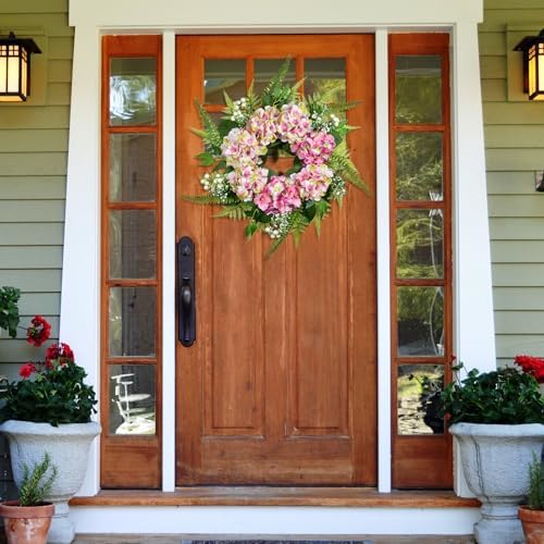 25 Inch Ombre Hydrangea Wreath for Front Door Decor