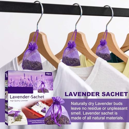 HELLORSO 10 Pack Lavender Sachet Bags for Drawers Closets
