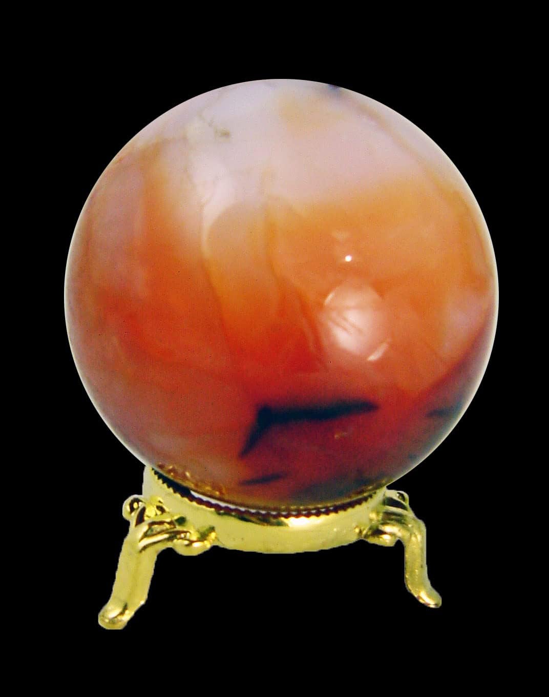 Carnelian Agate Sphere 72mm with Stand for Healing