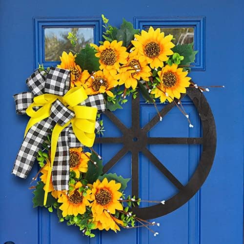 Summer Sunflower Bee Wreath for Front Door Decor