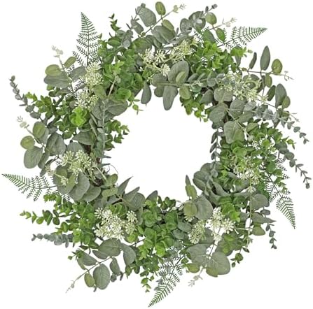 Briful 20in Eucalyptus Door Wreath for Front Door All Seasons Home Decor