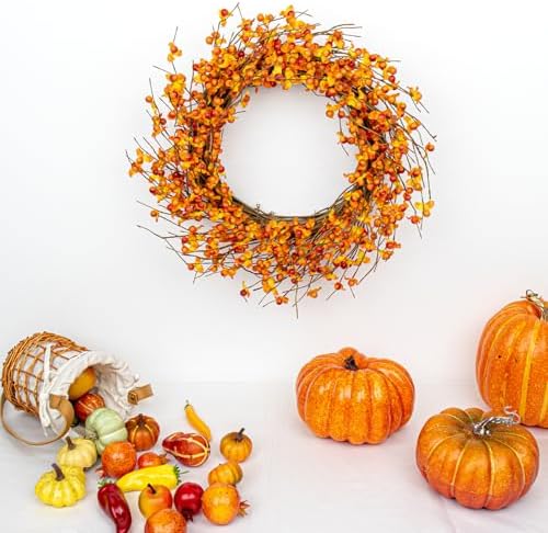 20 Inch Artificial Fall Wreath for Front Door Autumn Decor