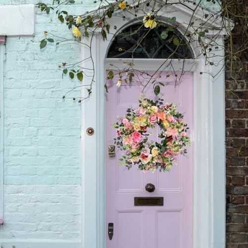 24 Inch Artificial Flower Wreath for Front Door