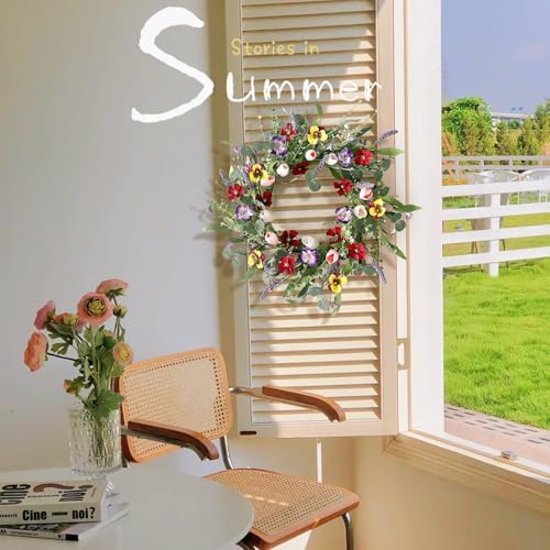 Huashen 22 Inch Summer Wreath for Front Door