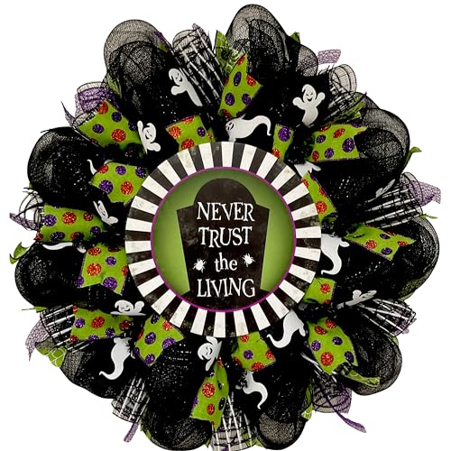 Never Trust The Living Halloween Deco Mesh Wreath 24 28 Inch
