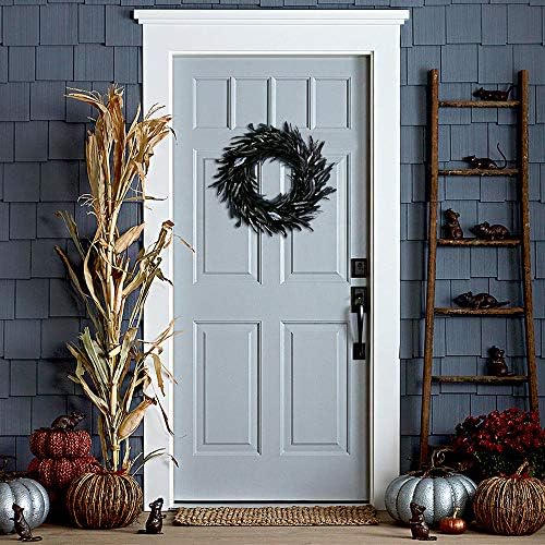 MOVINPE Black Feather Wreath - 15 Inch Halloween Decor Prop