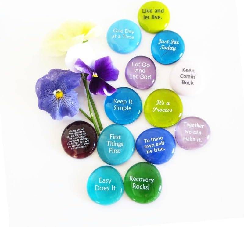 Lifeforce Glass Stones Recovery Sobriety Affirmation Assortment