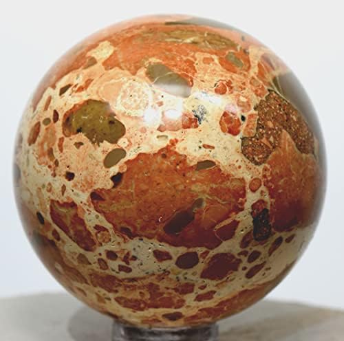 HQRP 47mm Leopardite Jasper Sphere Natural Crystal Mineral Ball with Stand