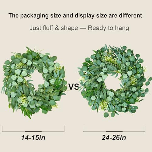 26 Inch Eucalyptus Wreath for Front Door Year Round