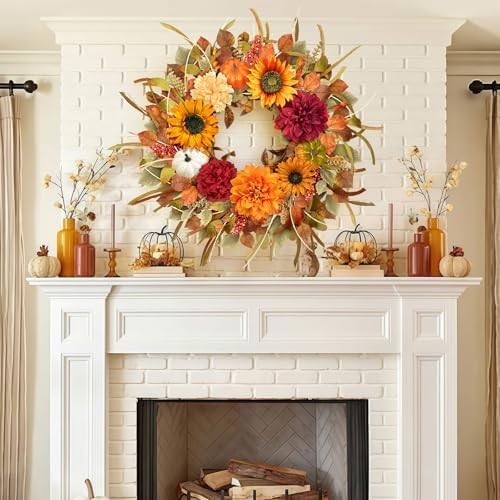 ICX 24-26 Inch Fall Wreath Front Door Decor