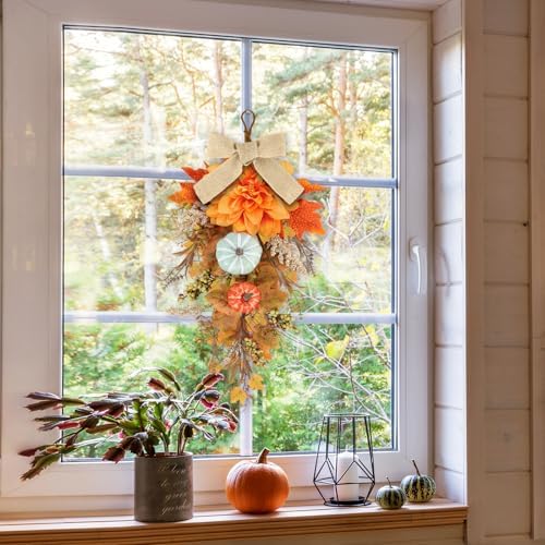 22 Fall Wreaths Front Door 2PCS Teardrop Swag Decor