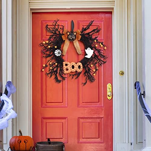 Adeeing 18 Inch Halloween Wreath Front Door Decor