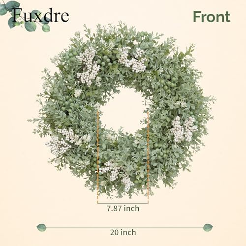 Realistic Greenery Wreath for Front Door - 197 Inch Artificial Eucalyptus Spring Decor