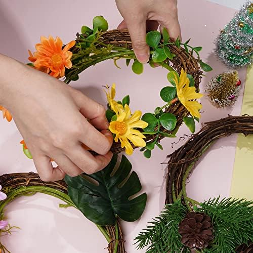 Grapevine Wreath Set 4 Pieces 10 Inch Natural Rattan Garland DIY Christmas Wedding Decor