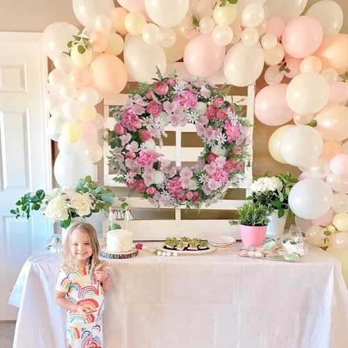 Elegant Pink Flower Door Wreath 24-26 Inch