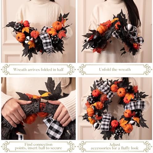 Valery Madelyn 24 Inch Collapsible Halloween Wreath with Lights