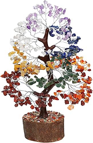 Crocon Seven Chakra Gemstone Tree Feng Shui Figurine Money Bonsai Set