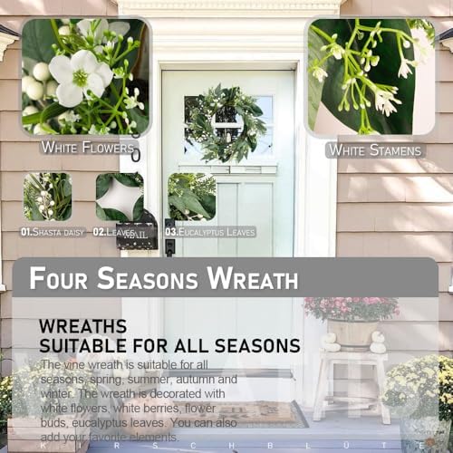20 Inch Eucalyptus Wreath for Front Door Seasonal Decoration