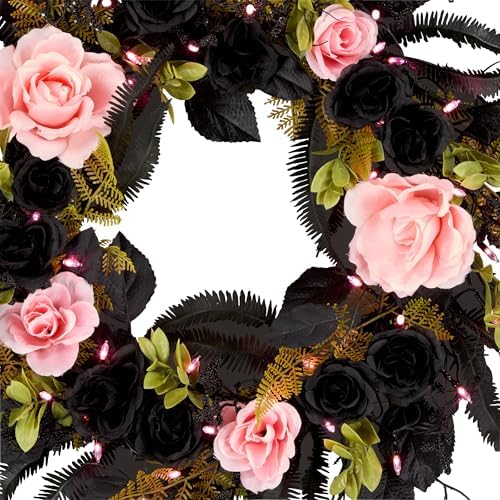 National Tree Company 24 Inch Artificial Halloween Wreath with LED Lights