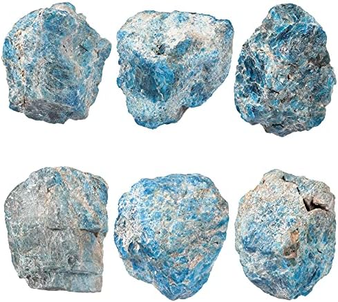 Natural Blue Apatite Raw Stone with Stainless Stand for Home Office Decor