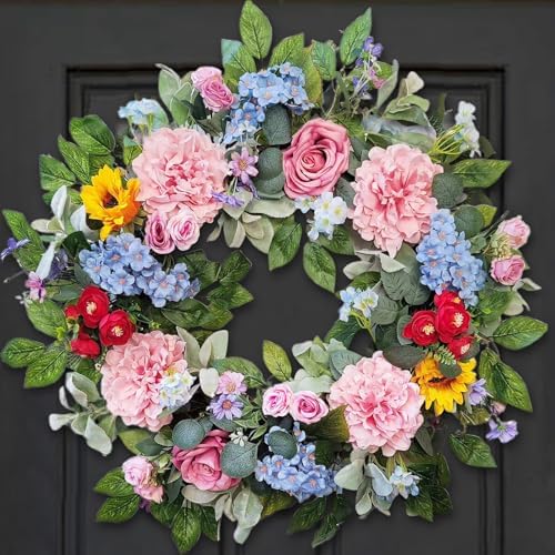 24 Inch Spring Summer Wreath for Front Door