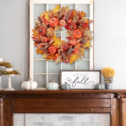 Sggvecsy 18 Inch Artificial Fall Wreath