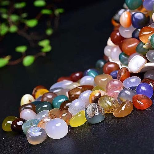 DECORN 1lb Bulk Natural Multicolor Agate Tumbled Stones for Decoration and Healing