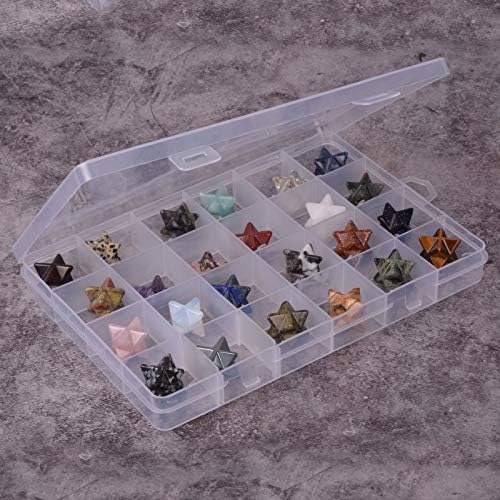 24pcs Multi-Color Carved Gemstone Merkaba Star Healing Stones