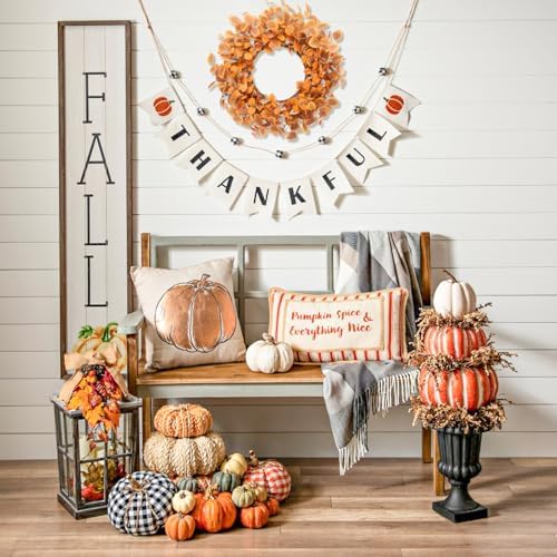 Fall Wreath for Front Door 22 Inch Autumn Decor with Eucalyptus Leaves