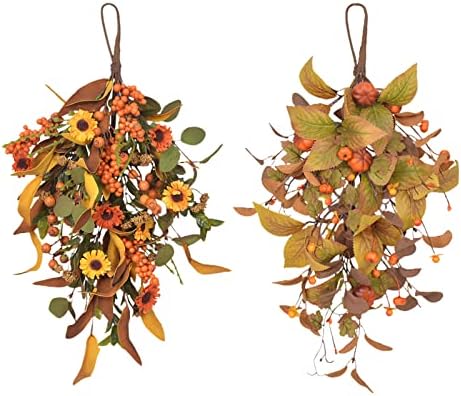 BEIJIALY Artificial Fall Wreath 175 Inch Autumn Decor