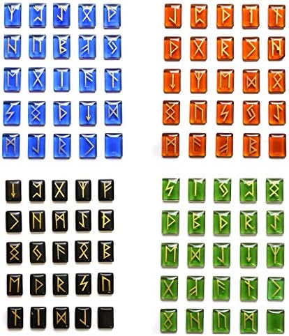 Lapis Lazuli Rune Stones Set with Ancient Lettering