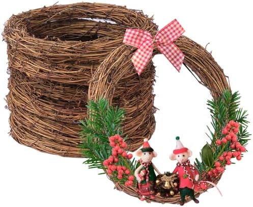 7PCS 10 Inch Natural Rattan Wreaths for Decor