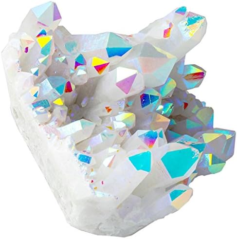 SUNYIK Angel Aura Quartz Crystal Cluster with Titanium Coating